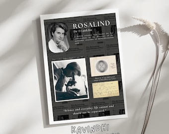 Rosalind Franklin Poster, Chemistry Gift, DNA Structure, Women of Science, Alternative Retro Poster, Photo 51, Molecular Biology Poster