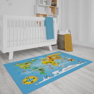 BF-0103 Wereldkaart Trainer Speelmat, Speltapijt, Vloerkleed, Kinderkamertapijt, Zacht kindertapijt, Tapijt voor kinderkamer
