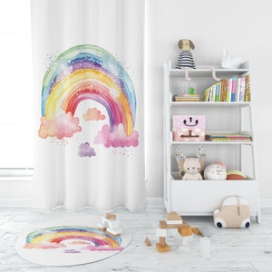 BF-070 Rainbow, Rainbow, Modern Baby Room Curtain, Children&#39;s Room Curtain, Curtain, Window, Decor, Curtain for Children&#39;s Room, Watercolor