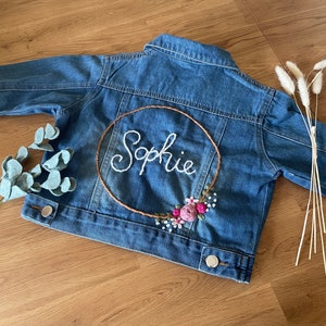 Children&#39;s personalised hand embroidered denim jacket