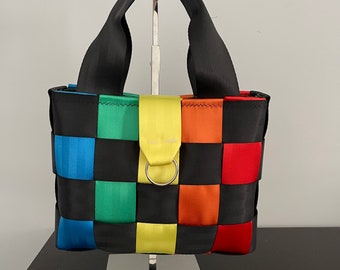 Smol Rainbow Seatbelt Tote 8x10