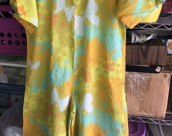 Vintage Women&#39;s Floral Butterfly Print Hippie Boho Romper Jumper