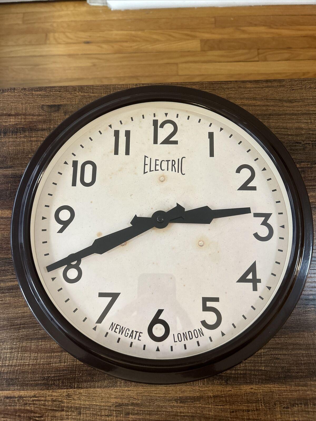 Rare Vintage Newgate London Wall Clock by Electric 13.5” Brown