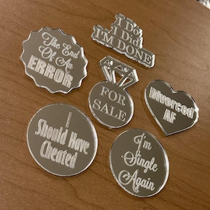 Divorce Party Cupcake Treat Toppers | Divorced AF | Ring for Sale | I Do I Did I&#39;m Done | Single Again | Divorce Cake Toppers | Cake Charms