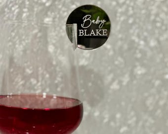 Baby Shower Cocktail Drink Tags | Stemless Drink Stirrers | Personalized Drink Tag | Custom Drink Tags for Glass Rims | Acrylic Toppers