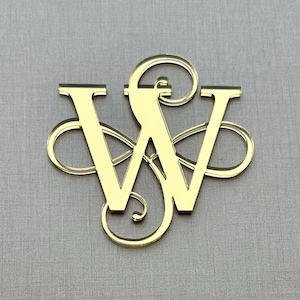 Custom Acrylic Initial Cake Charm | Anniversary and Wedding Cake Charm | Fancy Monogram Flourish | Engagement Cake |Bridal Shower Cake Charm