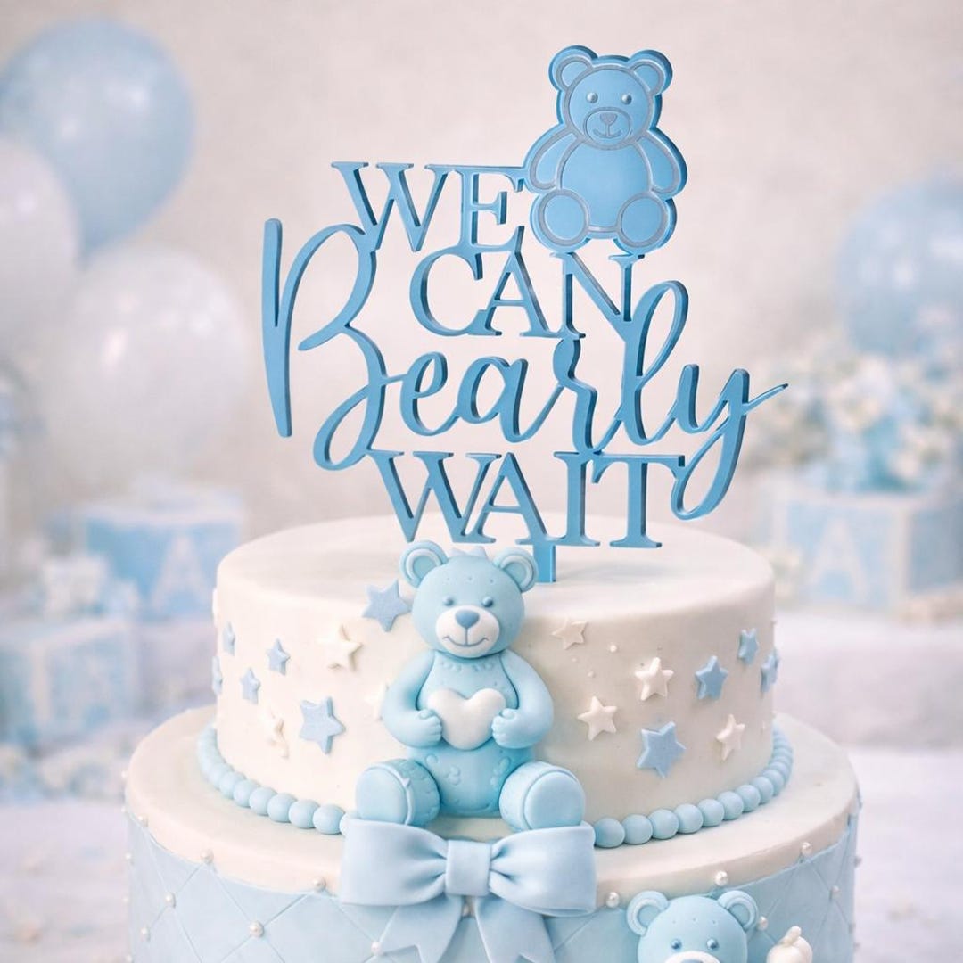 We Can Bearly Wait Cake Topper | Baby Shower Cake Decoration | Gender ...