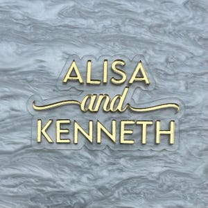 Custom Acrylic Wedding Name Cake Charm | Anniversary and Wedding Cake Charm | Engagement Cake | Bridal Showers | Mr & Mrs Cake Charms