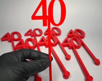 Custom Number Drink Stirrers | Acrylic Birthday Drink Sticks | Personalized Age Cocktail Stirrers | Birthday Party Drink Decor