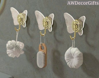 Modern Butterfly Hooks Luxury Strong Adhesive Wall Hook Wall Mounted Coat Hanger Hat Key Hook