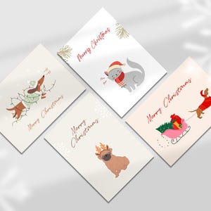 Christmas cards animal motifs illustration | set of 4