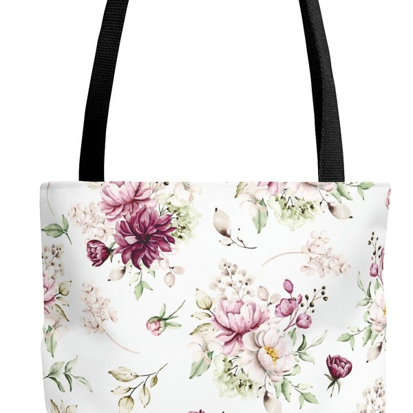 Romantic flower Tote bag Mothers Day gift Shopping bag Reusable tote bag gift idea