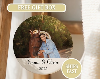 Personalized Horse Photo Ornament Custom Equestrian Ornament Girl Horse Christmas Ornament Horse Lover Ornament Horse Owner Equestrian Gift