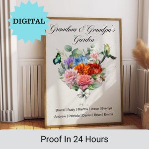 Personalized Birth flower Bouquet poster,Mother&#39;s day gift for mom Birthday gift,mom&#39;s Garden print,mom gifts,grandma gifts,Digital Download