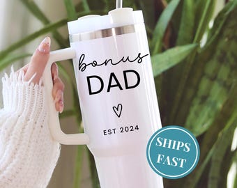 Personalized Bonus Dad Tumbler Custom Bonus Dad Tumbler 40 oz Christmas Gift for Bonus Dad Gift from Kids Best Bonus Dad Est Travel Cup Mug