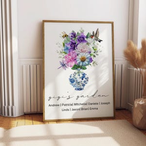 Personalized Birth flower Bouquet poster,Mother&#39;s day gift for mom Birthday gift,mom&#39;s Garden print,mom gifts,grandma gifts,Digital Download