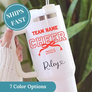 Personalized Cheer Tumbler With Cheer Team Name 40oz Tumbler With Handle  Custom Cheer Gifts Cheer Team Gift Cheerleading Gifts For Game Day