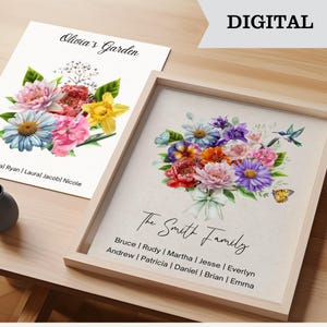 Custom Birth Flower Family Bouquet,Personalized gift for her,Grandma&#39;s garden,Proof in 24 Hours,Birth month flower art,Mother&#39;s day gift