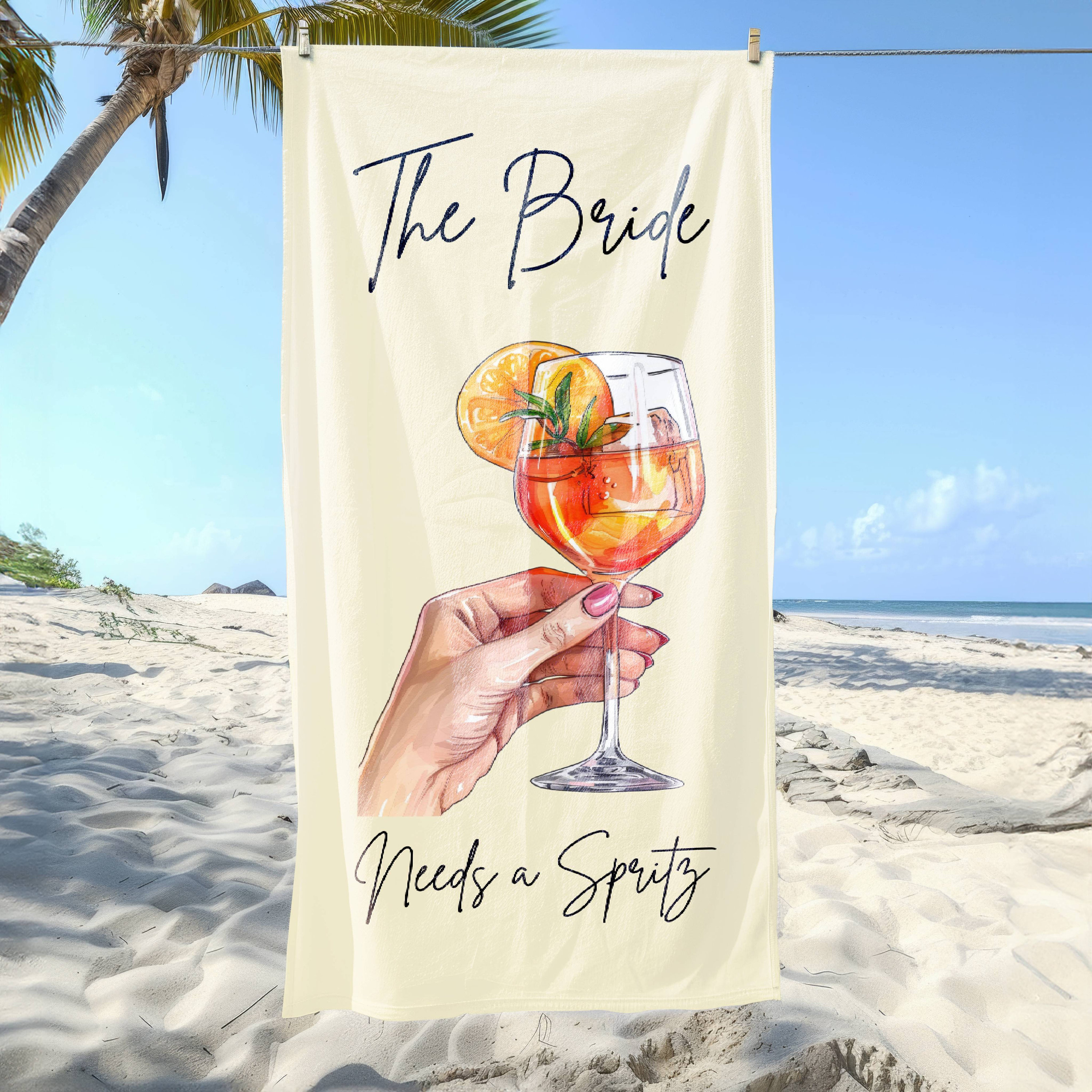 Personalized Name Retro Beach Towel, Cocktail Bath Towel, Birthday/Vacation Gift, Bachelorette Gift, Best Friend Gift for Her