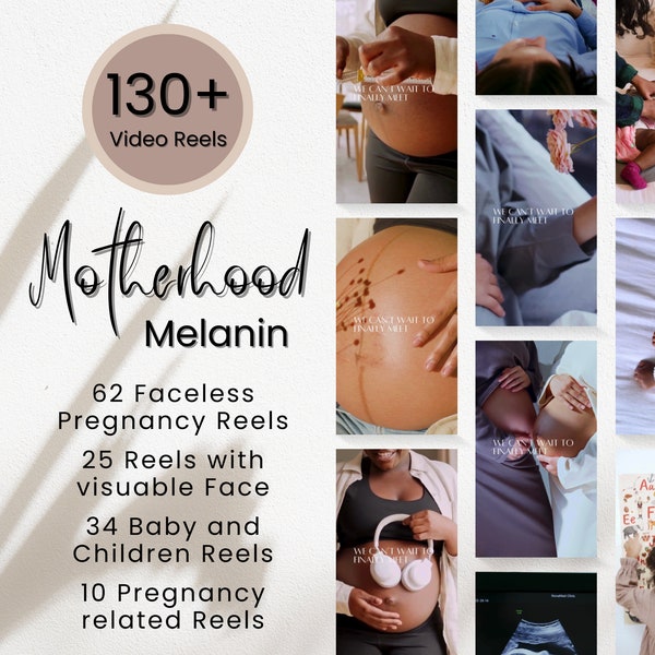 Melanin Motherhood Faceless Reels Videos Social Media Post Pregnant Black Woman Instagram Aesthetic Digital Marketing Editable Baby Reels