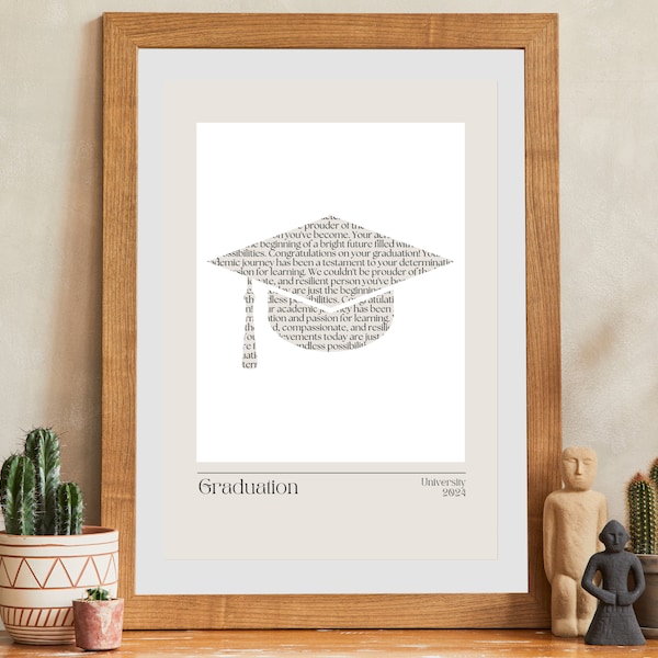 Minimalist Wall Art Graduation Gift University Ceremony Pastel Print College Poster High School Gift for Daughter Gift for Son Best Friend