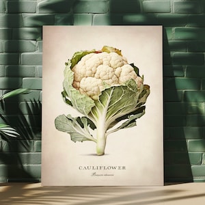 Arte da parete vegetale, belle arti di cavolfiore, decorazioni per la casa in cucina, poster in carta opaca premium