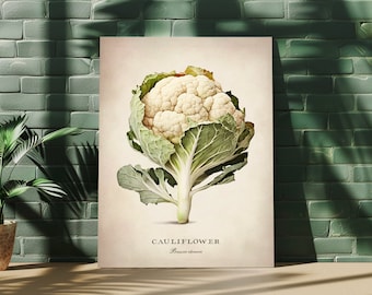 Vegetable Wall Art, Cauliflower Fine Art, Kitchen Home Decor, Premium Matte Paper Poster
