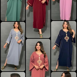 Moroccan Gandoura For women Makhzania, Gandoura, long dress, handmade, Moroccan Fashion