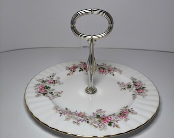 Royal Albert, Cake Stand, Lavendel Rose, High-Tea Party, Vintage jaren 1960, Afternoon Tea, Roze Rozen, Hightea, Porselein, Fine Bone China, Cadeau