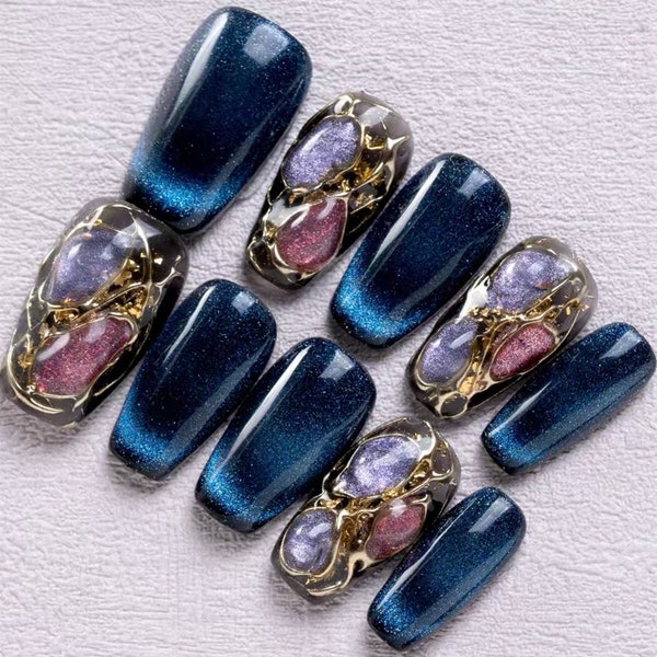 Constellation Night Sky Fantasy Press On Nails, Prom & Homecoming Holiday Party 3D Nail Art, Princess Fake Nails, Fairy Costume Accessories