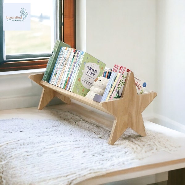 Jolie étagère de chambre d'enfant en bois pour décoration de chambre d'enfants, présentoir étagères de chambre de bébé, petite étagère pour enfants sur pied, décoration de chambre d'enfant bohème