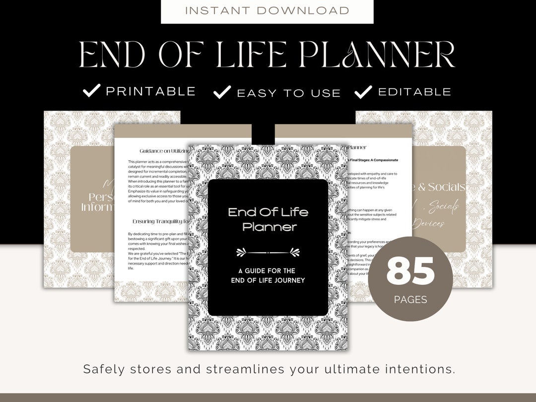 End of Life Planner Printable, Life Planner Bundle, Household Planner ...