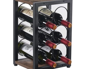 Wine Racks Countertop, 6 Bottles Wine Holder, Freestanding Wine Rack for Home, Kitchen, Bar, Wine Cellar, Cabinet