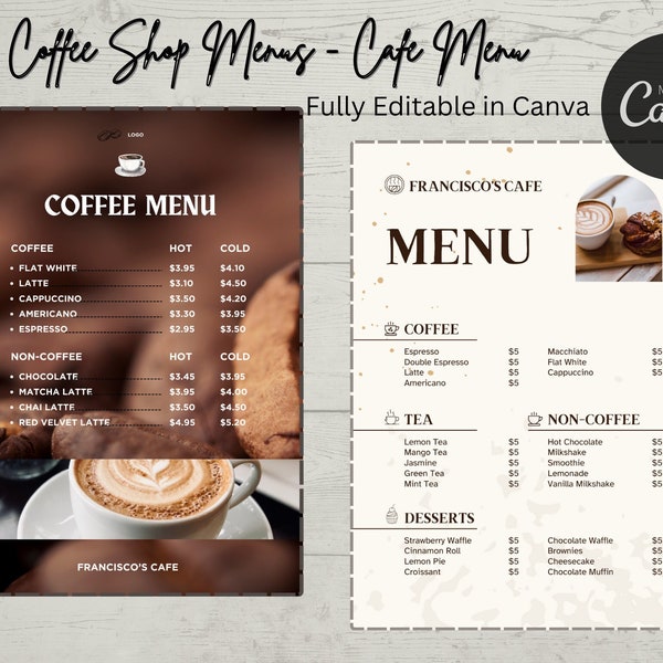 Menu Templates for Cafe Brown Menu Templates Design for Small Business Cafe
