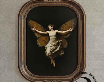 Dark Fairy with Butterfly Wings Print Magical Creatures Paint Gothic Artwork Fantasy Home Decor  Dark Academia Mythical Art Fairycore Poster