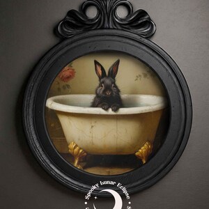 Süßer Hase Art Print für Badezimmer, Tiere in der Badewanne, Wanddeko, Kindertoilette, Cottagecore, Kaninchen Poster, Forestcore Tierbild, Bild 9