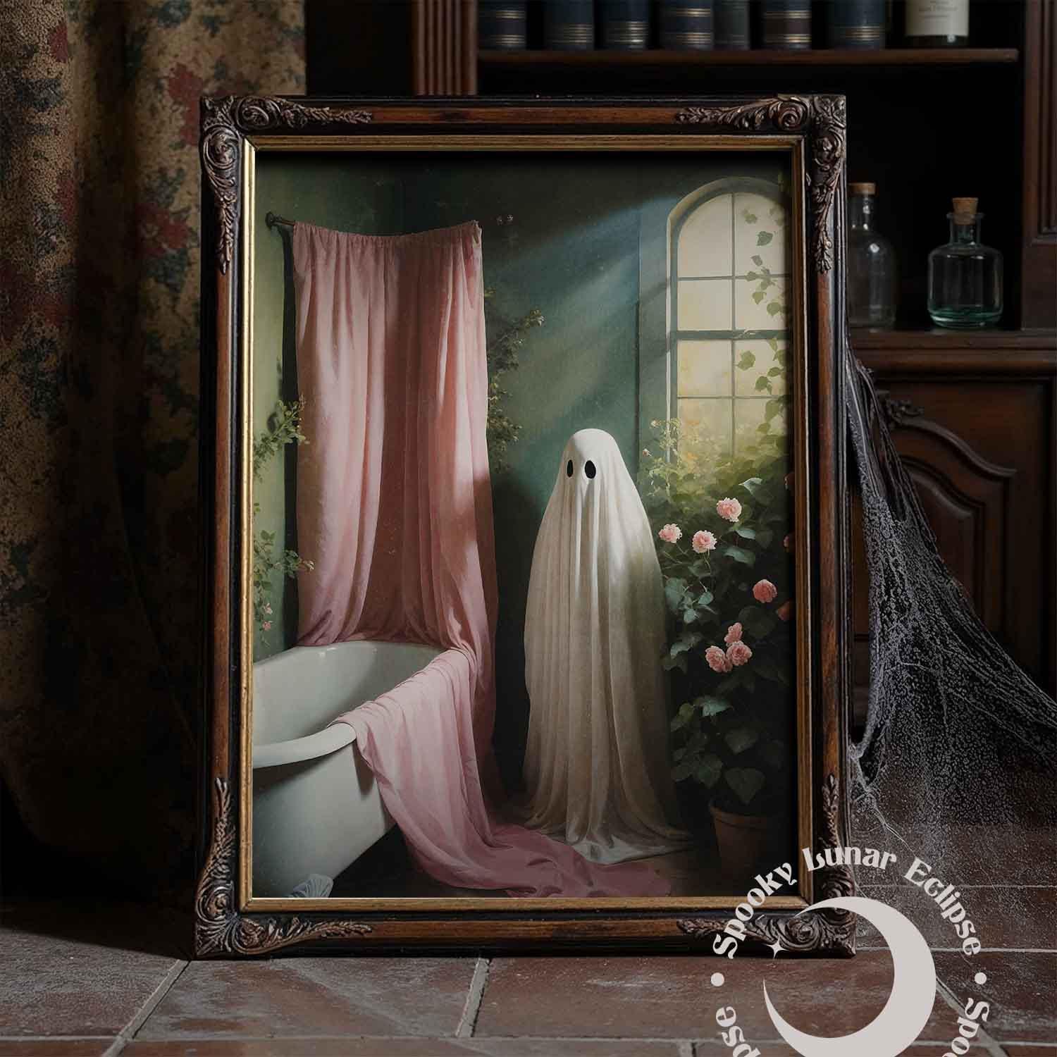 Ghost in Bathroom Art Print Pastel Goth Toilet Decor Witchy Bath Poster  Creepy Cute Wall Art Dark Academia Halloween Painting Bathtub Print - Etsy, image size:1500x1500