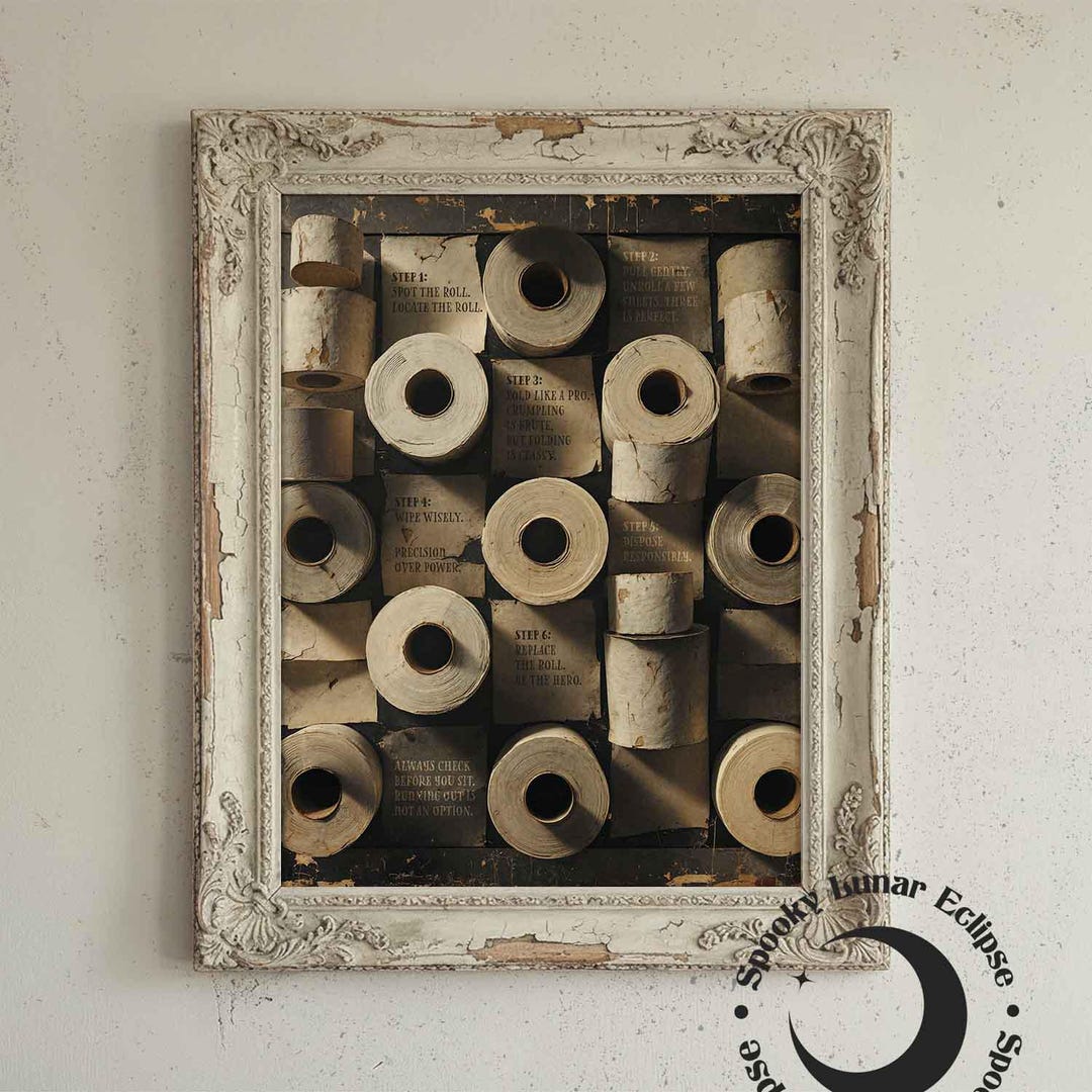 Vintage Funny Bathroom Print Art Toilet Paper WC Artwork Paper Roll ...