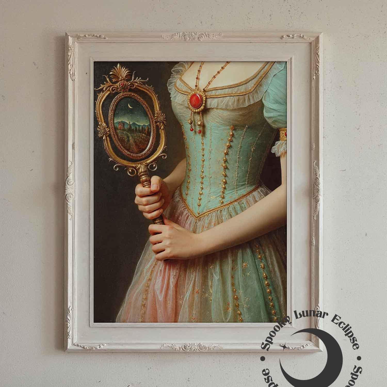 Victorian Woman With Magic Mirror Art Print Gothic Renaissance