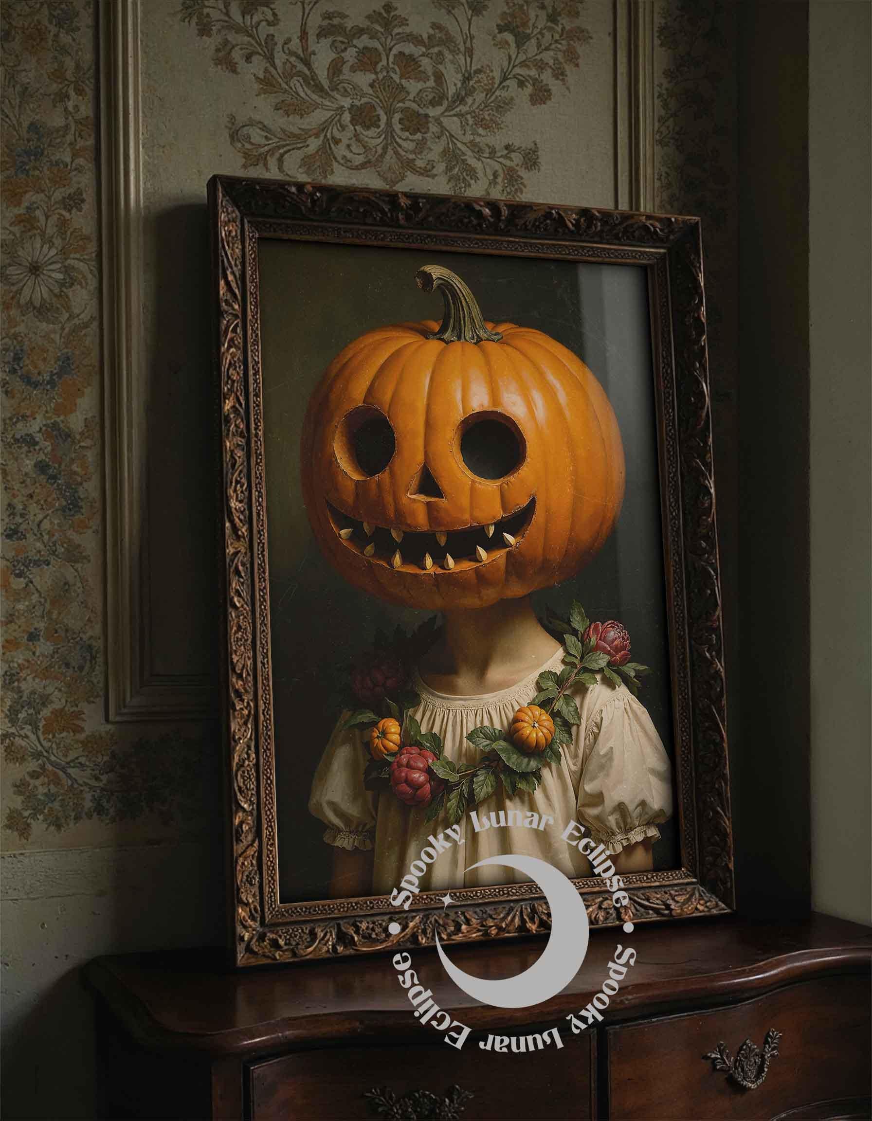 Stampa artistica da parete con stampa su tela con motivo zucca per Halloween, per la casa, set di 1 decorazioni con cornice (float64 = 2e+01) x %!(float64 = 2e+01