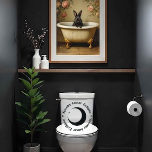 Süßer Hase Art Print für Badezimmer, Tiere in der Badewanne, Wanddeko, Kindertoilette, Cottagecore, Kaninchen Poster, Forestcore Tierbild, Bild 6