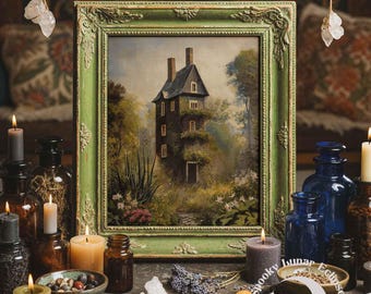 Witches and Wizards Forest Home Print The Burrow Wall Art Victorian Fantasy Art Wizarding World Paint Witchy Family House Poster Cottagecore