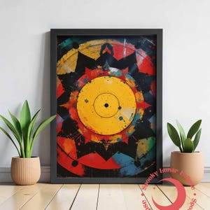 Schallplatten Kunstdruck Moderne Mandala Farbe Zeitgenössisches Geometrisches Poster DJ Wand Dekor Industrieller Druck Buntes Poster Musikliebhaber Geschenk