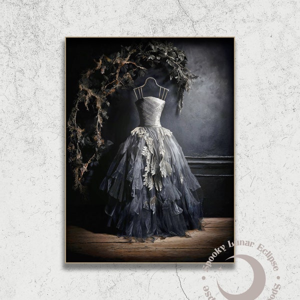 Dark Academia printable art, gothic home decor, goth dress, victorian painting, fashion art prints, dress art, witch gifts, moody wall art