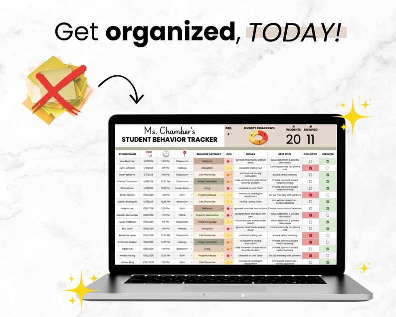 Student Behavior Tracker Spreadsheet for Teacher, Google Sheets ...