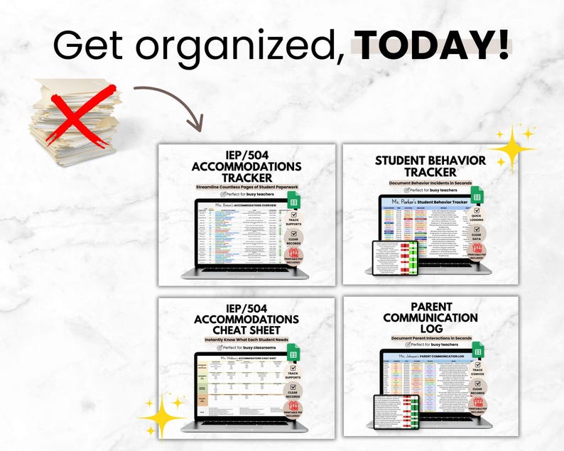 Teacher Documentation Google Sheets Bundle, IEP Accommodations Tracker, Behavior Tracker, Parent Communication Log Spreadsheets for Teachers image 11