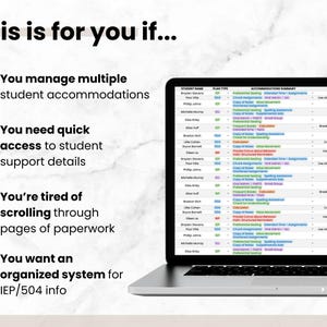 Student IEP/504 Accommodation Tracker Spreadsheet for Teacher | Google Sheets IEP Caseload Organization | Special Education Planner Template image 2
