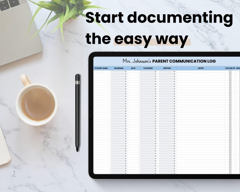 Digital Parent Communication Log for Teacher, Google Sheets Bookkeeping Template, Parent Call Log Spreadsheet Template, Planner for Teacher image 11
