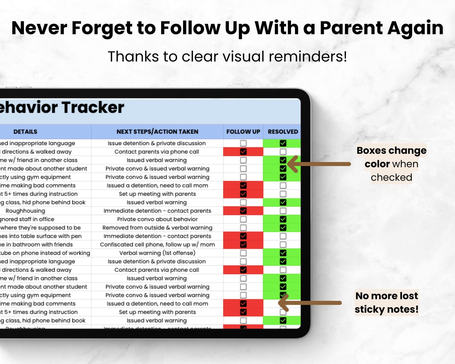 Digital Student Behavior Tracker for Teacher, Google Sheets Bookkeeping ...