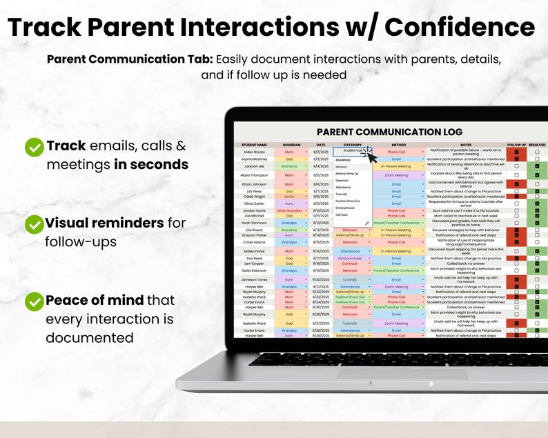 Student Behavior Tracker Spreadsheet for Classroom Teacher, Google ...